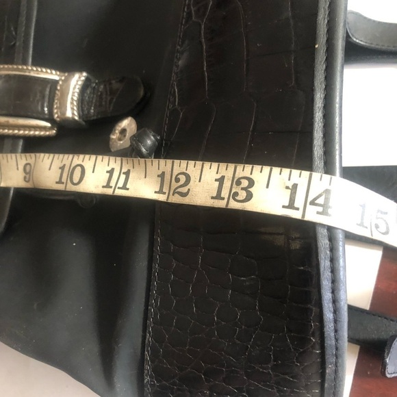 Authentic Vintage Brighton Leather Crocodile Black BackPack Heart Charm Silver - Picture 13 of 15